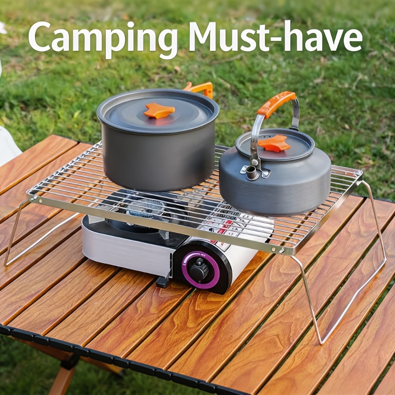 Camping Cooking Accessories - Portable Foldable Stainless Campfire Stand –
