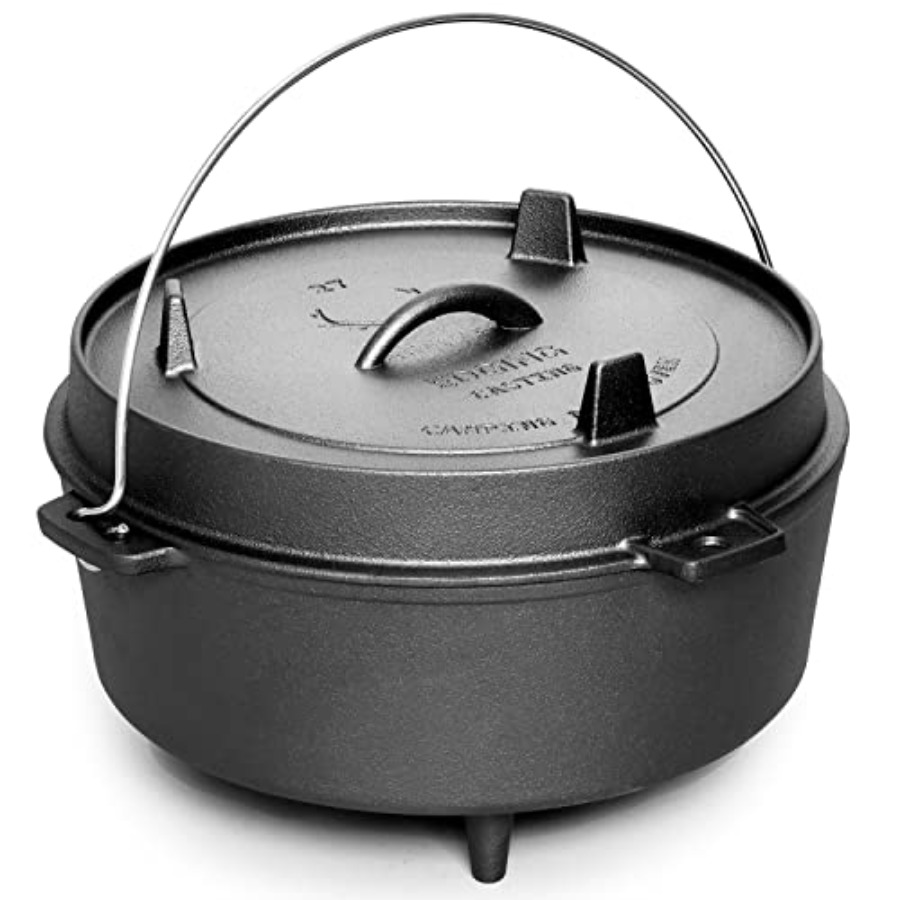 Camp Dutch Oven Cast - Pre-Seasoned Cast Iron Dutch Oven With