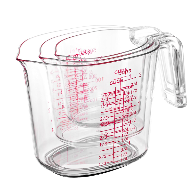 Camping Cooking Tool Set - 1Cup, 2Cup, 4Cup Transparent Nesting Measuring
