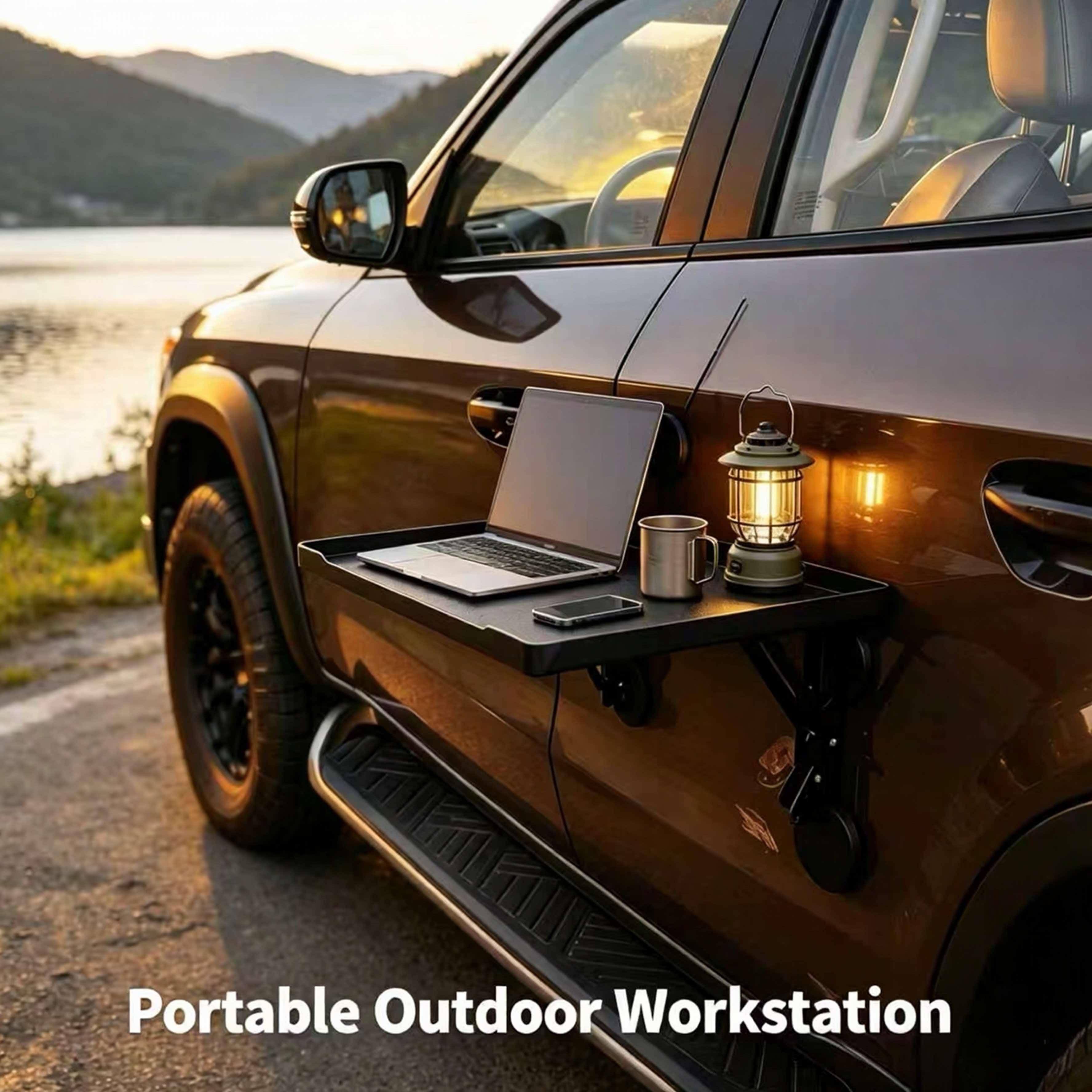Camping Cooking Table Foldable - Magnetic Foldable Car Side Table Portable