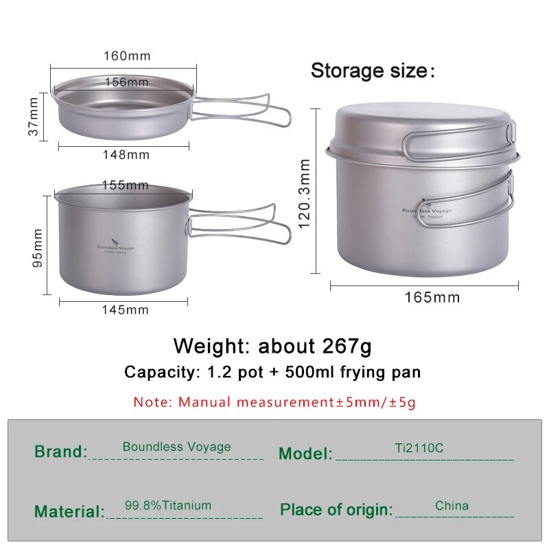 Boundless Voyage Titanium Pot  - огляд і ціна Camping Cooking Set 2 Person