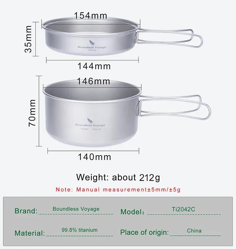Boundless Voyage Titanium Pot  - огляд і ціна Camping Cooking Set 2 Person