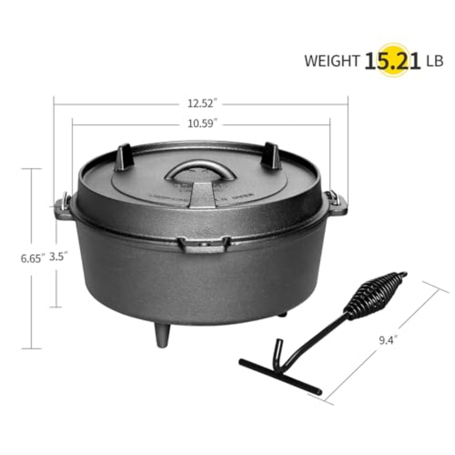 Pre-Seasoned Cast Iron Dutch O - огляд і ціна Camp Dutch Oven Cast