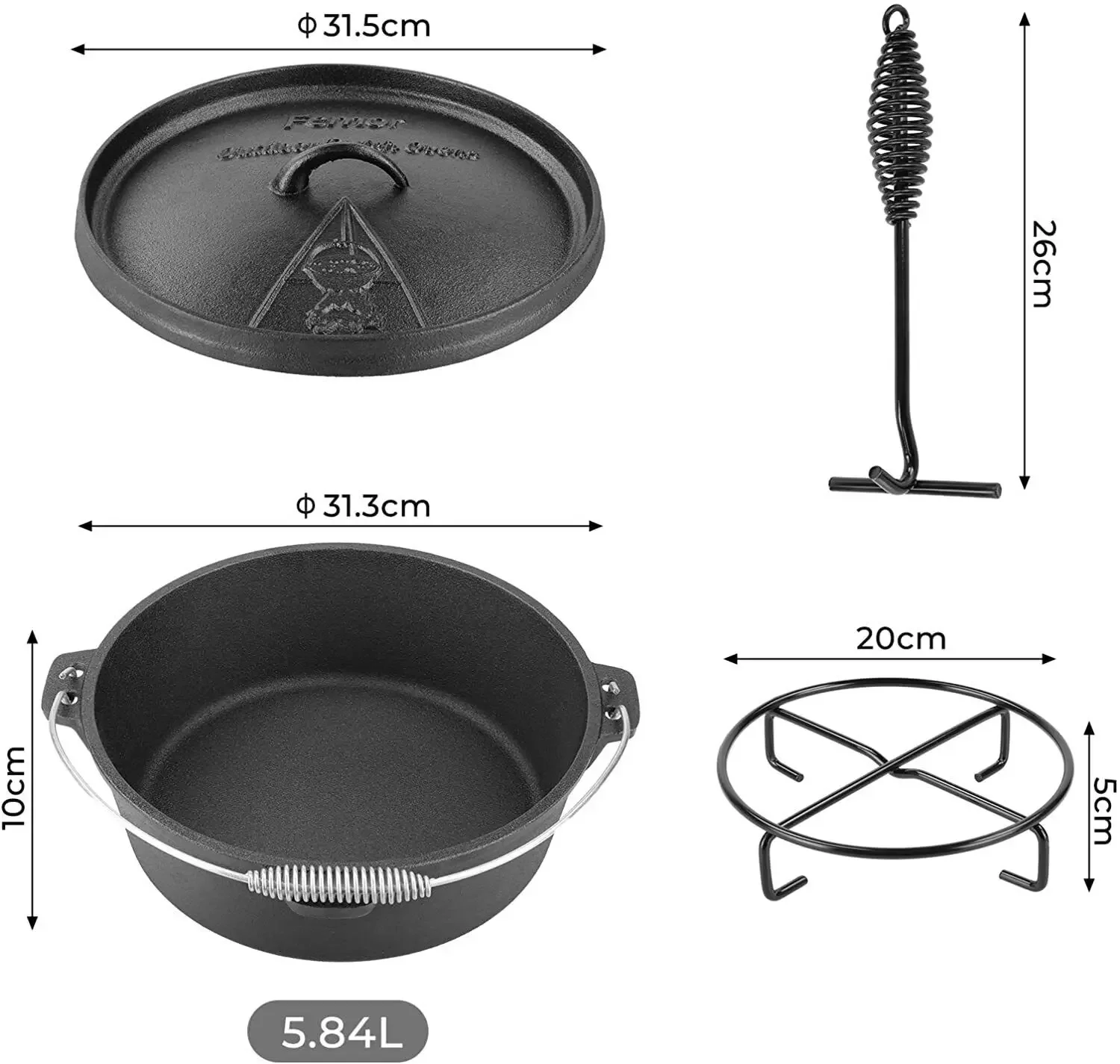 Femor Dutch Oven Cast Iron 5,8 - огляд і ціна Camp Dutch Oven Cast