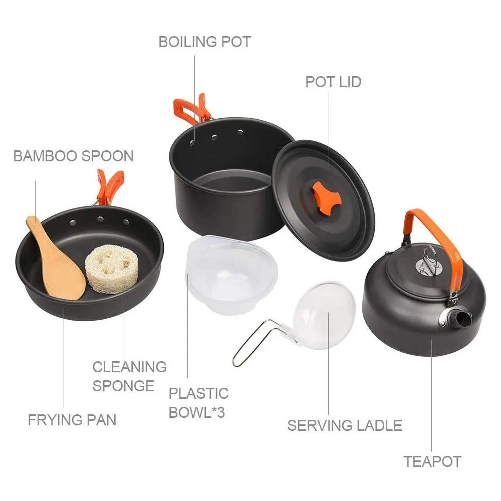 Camping Cookware Kit Outdoor C - огляд і ціна Camping Cooking Set 2 Person